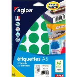 240 ÉTIQUETTES/PASTILLES RONDES DIAMÈTRE 30 MM VERT