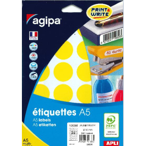 240 ÉTIQUETTES/PASTILLES RONDES DIAMÈTRE 30 MM JAUNE