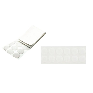 Pochette de 48 pastilles de Velcro super adhésif blanc diamètre 20 mm. (24 pastilles femelles + 24 pastilles mâles)