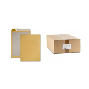 BOITE DE 100 POCHETTES DOS CARTON KRAFT BRUN 320X430 120G/M² BANDE DE PROTECTION