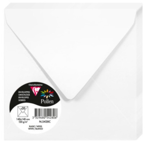 PAQUET 20 ENVELOPPES POLLEN. 140X140 BLANC