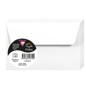 PAQUET 20 ENVELOPPES POLLEN 90X140 BLANC