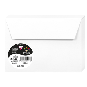 PAQUET 20 ENVELOPPES POLLEN 114X162 BLANC