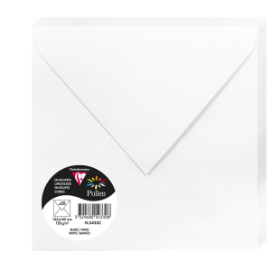 PAQUET 20 ENVELOPPES POLLEN 165X165 BLANC