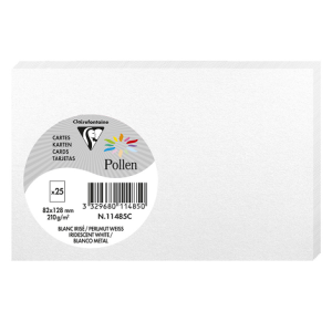 PAQUET 25 CARTE POLLEN 82X128 BLANC IRISE 