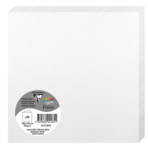 PAQUET 25 CARTES PLIEES 160X160 BLANC IRISE