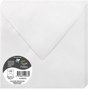 PAQUET 20 ENVELOPPES POLLEN 165X165 BLANC IRISE 