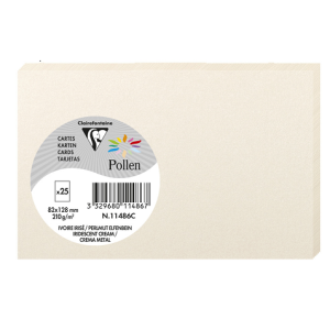 PAQUET 25 CARTES POLLEN 82X128 IVOIRE IRISE