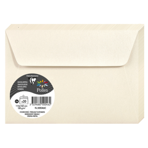 PAQUET 20 ENVELOPPES POLLEN 114X162 IVOIRE IRISE