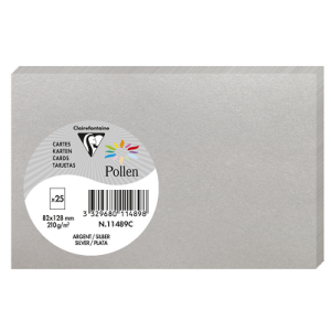 PAQUET 25 CARTES POLLEN 82X128 ARGENT