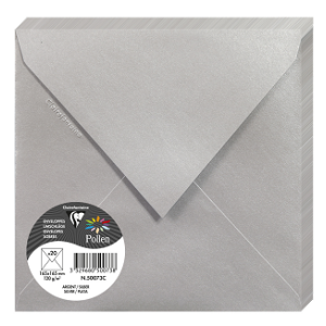 PAQUET 20 ENVELOPPES POLLEN 165X165 ARGENT