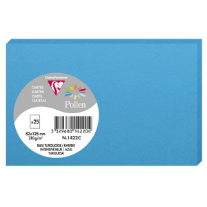 PAQUET 25 CARTES POLLEN 82X128 BLEU TURQUO