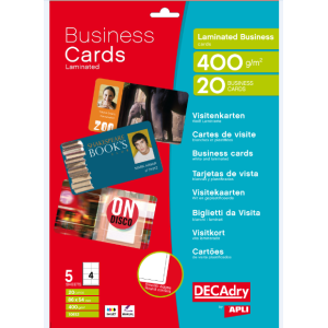 PQ 20 CARTES DE MEMBRE PLASTIFIEES 86X54 400G