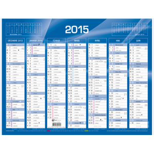 CALENDRIER 6 MOIS 21X27CM BLEU