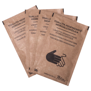 BOITE 100 LINGETTES INDIVIDUELLES HYDROALCOOLIQUES POUR LES MAINS 100% BIODEGRADABLES (COVID 19)