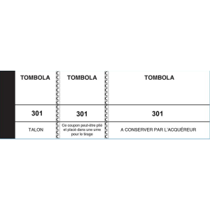 BLOC TOMBOLA 50X150 MM  3 VOLETS BLANC