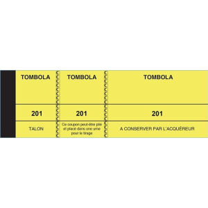 BLOC TOMBOLA 50X150 MM 3 VOLETS JAUNE