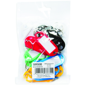 Porte-clés plastique - coloris assortis - sachet de 20