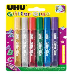 GLITTER GLUE 6 TUBES 10ML COLORIS CLASSIQUES