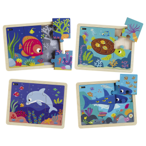 LES ANIMAUX DE LA MER LOT DE 4 PUZZLES