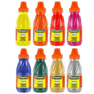 NEFERTARI 8 FLACONS GOUACHE 250 ML COLORIS FÊTES