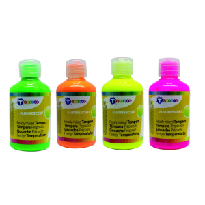 GOUACHE FLUO 4 FLACONS 250ML ASSORTIS