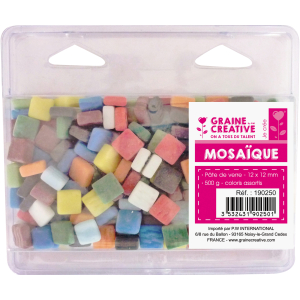 400 MOSAÏQUES PATE DE VERRE 12X12MM COLORIS ASSORTIS