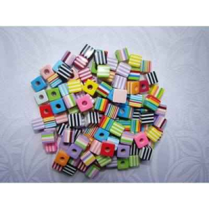 200 PERLES CUBES MULTICOLORES