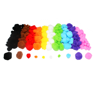 300 POMPONS TAILLES ET COLORIS ASSORTIS