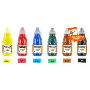 ENCRE DE CHINE COLORIS ASSORTIS 6 FLACONS 250 ML