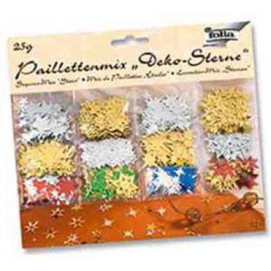 PAILLETTES SEQUINS ÉTOILES 25G FORMES ET COLORIS ASSORTIS