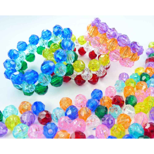 1 600 PERLES PLASTIQUES RONDES À FACETTE