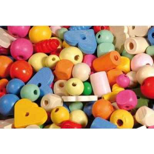 PERLES BOIS FORMES ET COLORIS PASTEL ASSORTIS 500G