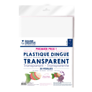 30 FEUILLES PLASTIQUE DINGUE TRANSPARENTES 20X26CM