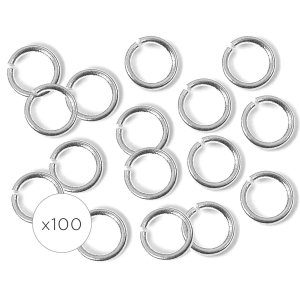 100 ANNEAUX RONDS OUVERTS 7MM ARGENT